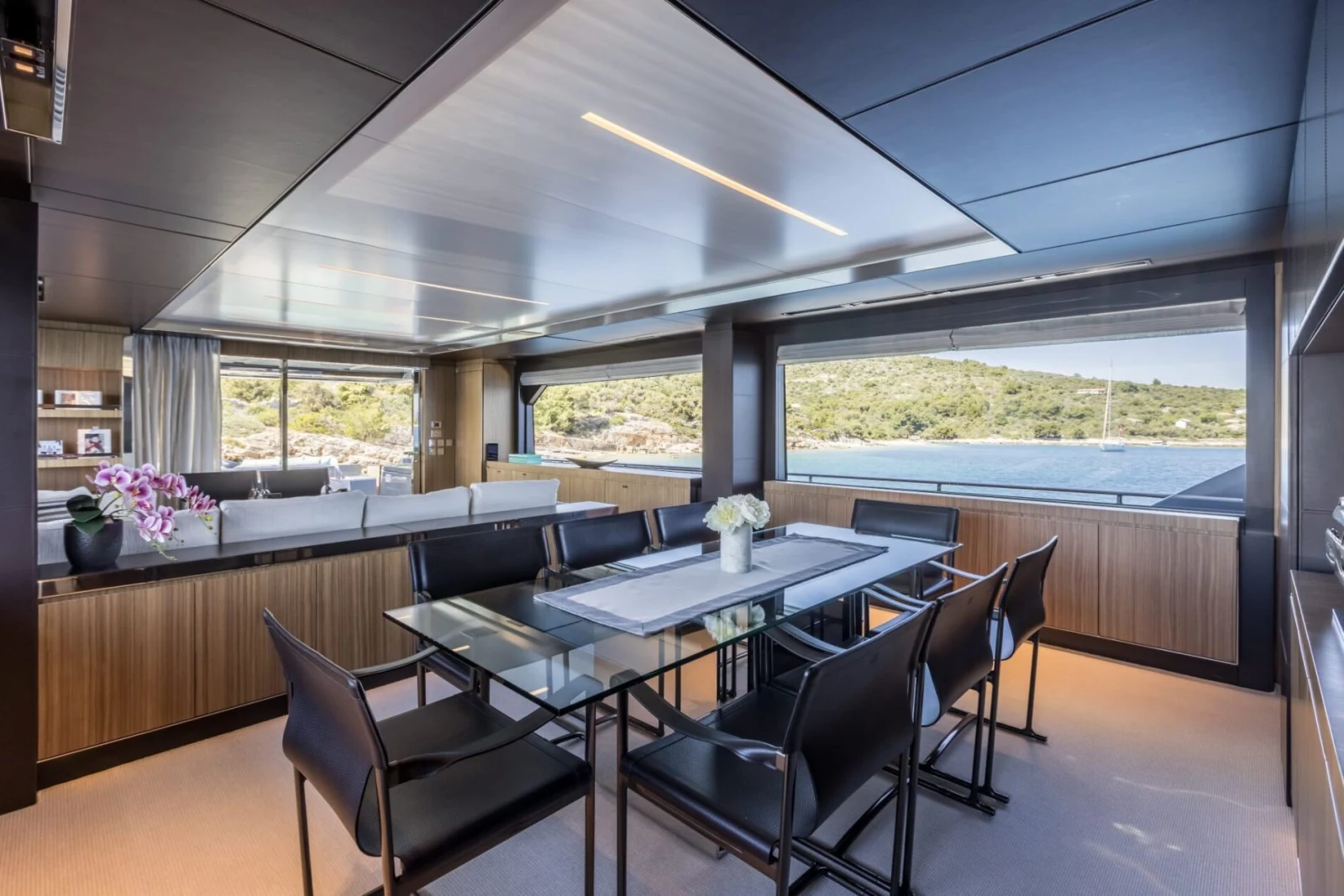 Interior dining area aboard YOYITA II