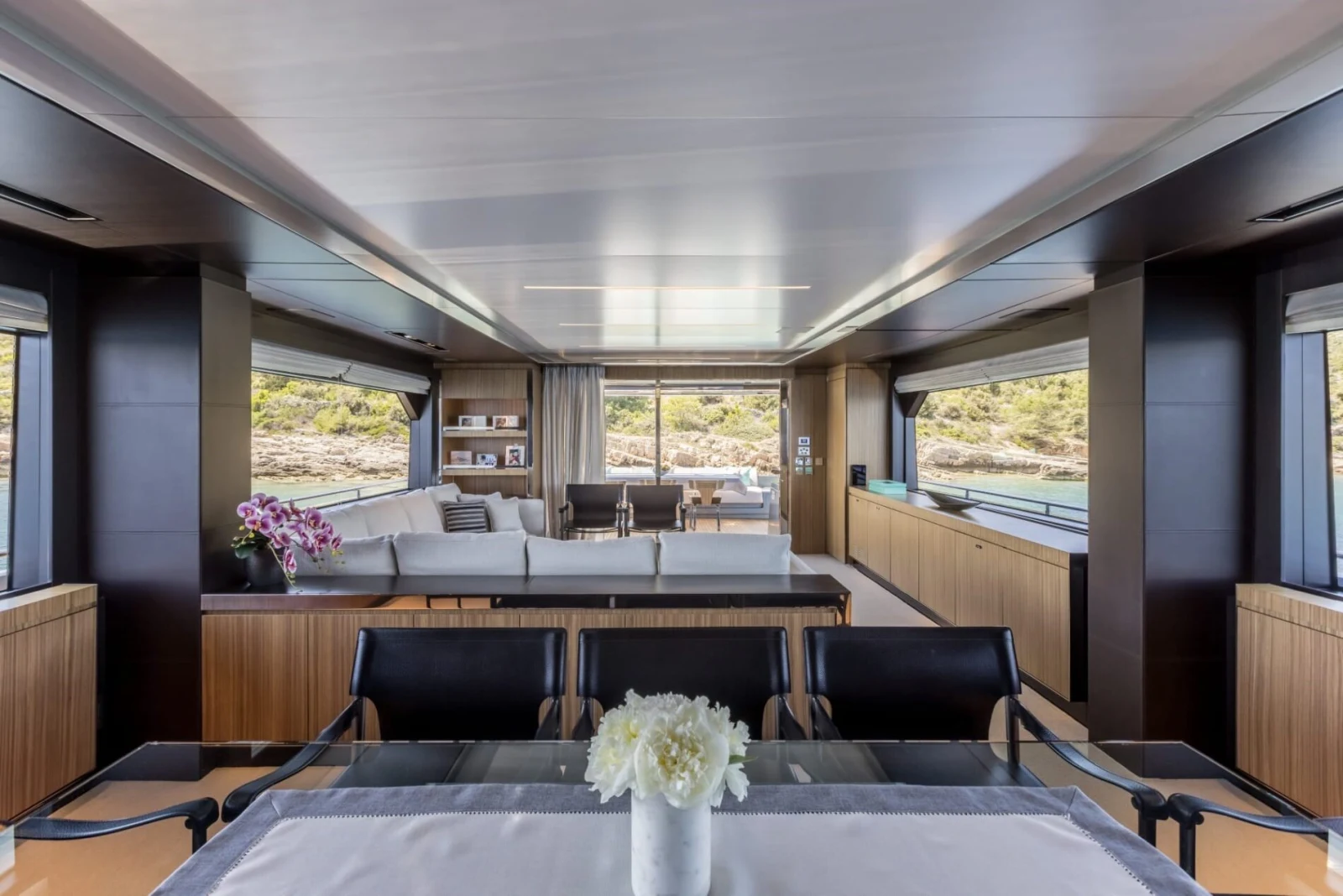 Forward view through the salon aboard YOYITA II
