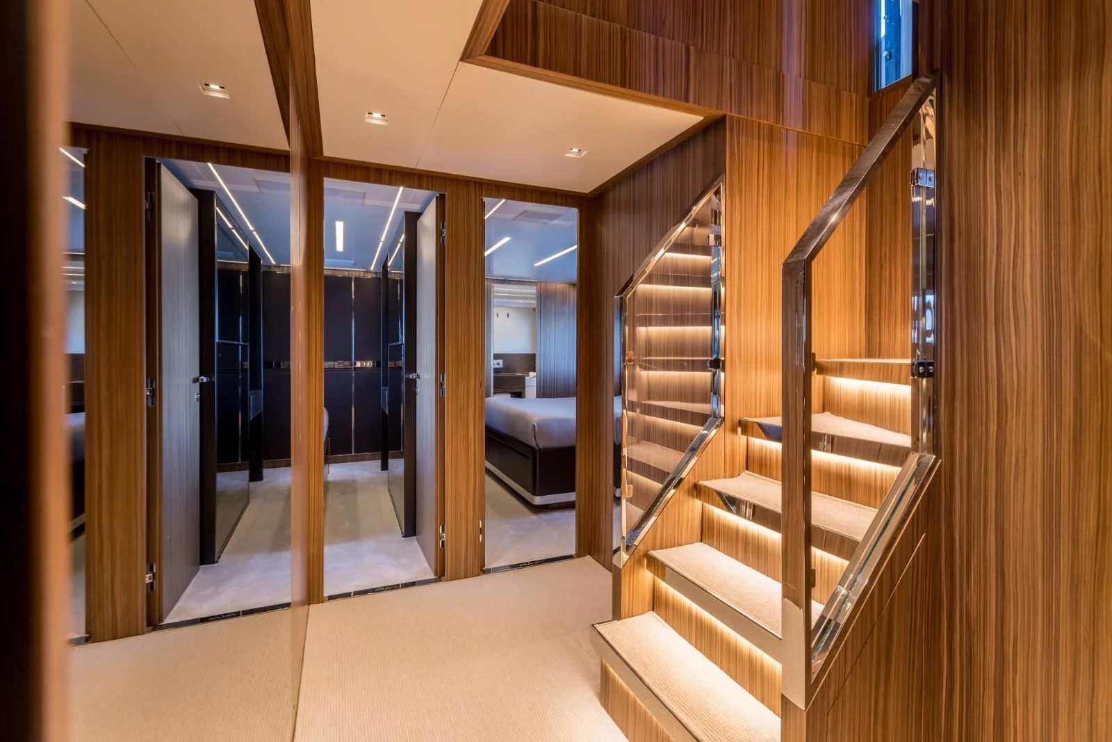 Lower-deck hallway aboard YOYITA II