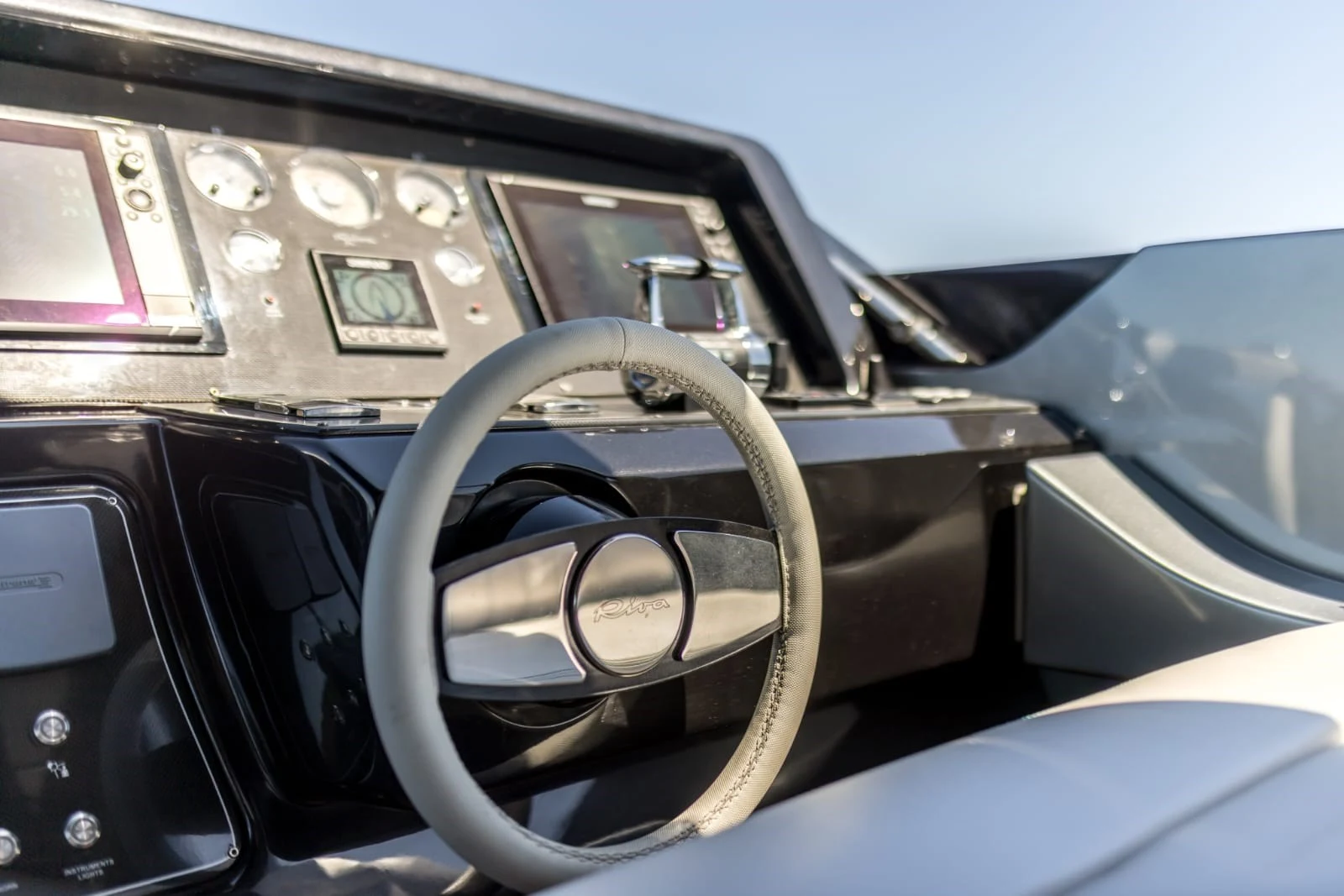 Outdoor helm station aboard YOYITA II